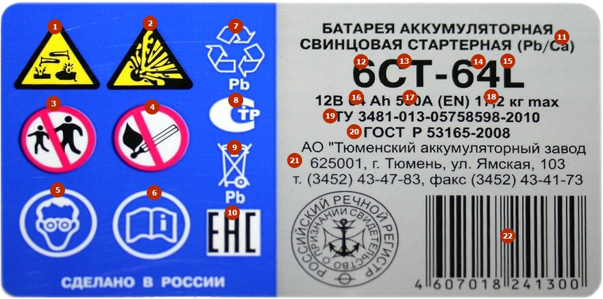 Российский стандарт аккумуляторов. Расшифровка