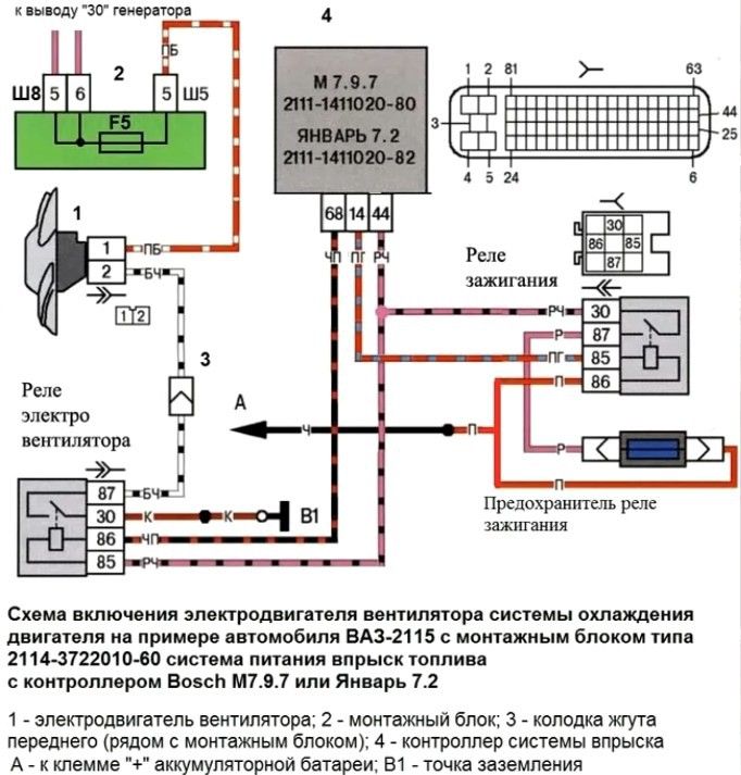 Схема подключения вентилятора охлаждения ВАЗ | 2 Схемы
