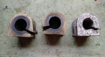 Примеры изношеных втулок стабилизатора Изношеные втулки стабилизатора