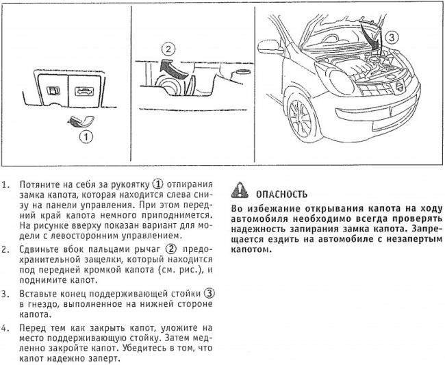 Как открыть капот и багажник на Datsun on-Do и mi-Do